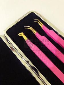 Pinzas de extensión de pestañas con agarre de diamante al por mayor pinzas de extensión de pestañas doradas y rosas sostenibles de acero inoxidable fabricante - Product Image 4