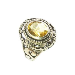 แหวนพลอยสีเหลืองซิทรีนทำมือดีไซน์สวย925ทึบสีเงินสเตอร์ลิงเครื่องประดับอัญมณีสีเหลืองซิทรินอันสวยงาม - Product Image 1