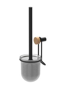 Brosse de toilette et support en acier inoxydable noir mat fini avec supports de rangement et supports - Product Image 3