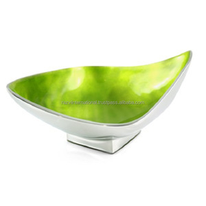 Bol de service en aluminium émaillé vert pour décoration de mariage Bols de mariage en métal - Product Image 1