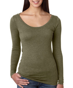 Wholesale Custom Bamboo Knit Cotton <b>Ladies</b> <b>T</b>-<b>Shirts</b> Scooped Neck <b>Long</b> Sleeve Casual Tops for Women Plus Size Short Length - Product Image 4