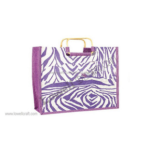 Animal Print Mini Jute Shopping <b>Bag</b> with Rope Handle - Product Image 1