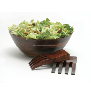 Saladiers décoratifs en bois avec serveur, bols de service en bois, articles de vaisselle en bois, saladier, bols en bois uniques - Product Image 1
