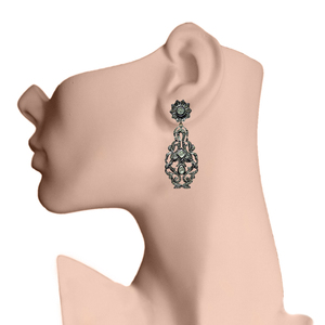 925 Silver Antique Vintage Rose Cut <b>Diamond</b> <b>Earrings</b> Handmade Jewelry Wholesale - Product Image 2