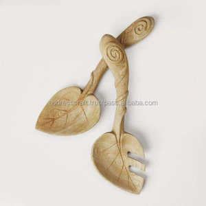 Nouveau Style haute qualité bois salade serveur cuisine fruits et légumes salade serveur Spinner vaisselle en bois couverts cuillère fourchette ensemble - Product Image 1