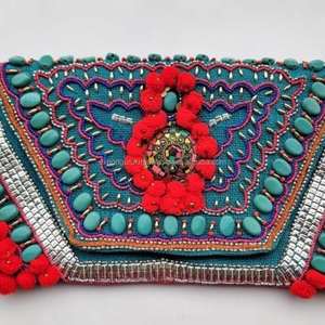 2023 nueva colección bolso de mano de lujo para mujer tela India hecha a mano bolsos de boda de noche moda Guru Kirpa CASA DE EXPORTACIÓN - Product Image 1