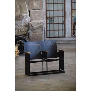 Silla de cine/Teatro india clásica moderna de 2 plazas, muebles industriales de madera de hierro para el hogar, oficina, comedor, sala de estar y dormitorio - Product Image 1