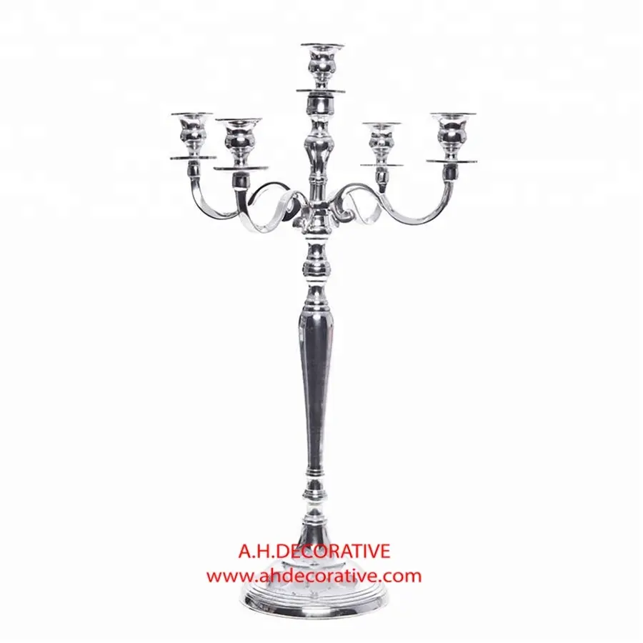 Silver Metal Candelabro 5 Braços handmade Candle Holder Wedding Table Centerpieces Suporte Decorativo Decoração de Natal