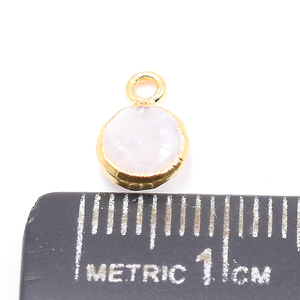Piedra Lunar Arcoíris de 8-10 mm, Forma Redonda, Colgante Chapado en Oro de 14K y 18K con Argolla para Fabricación de Joyas - Product Image 3