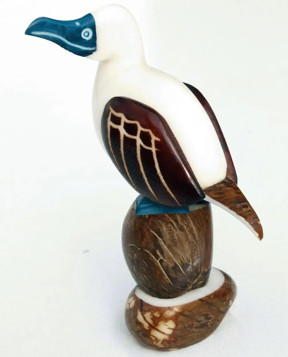 Mini Collectible Hand Carved Tagua Figurine Blue Footed Booby Bird Statue Handmade Animal Sculpture Art Decoration Galapagos