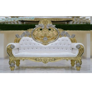 Lujoso sofá de boda de oro y plata escenario de boda sofá de trono de diamante blanco sofá de escenario de boda Maharaja musulmán - Product Image 1