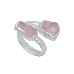 แหวนหินสองชิ้นสีเงินสเตอร์ลิง925อัญมณีควอตซ์ที่สวยงามเครื่องประดับสำหรับงานแต่งงานแฟนซีโรแมนติก - Product Image 1