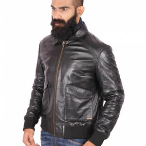 Chaqueta de cuero puro real para hombres 100% cuero genuino del más alto grado todos los tamaños grano completo buena calidad - Product Image 1