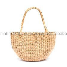 Bolsa de playa de paja orgánica con cierre abierto - Product Image 6