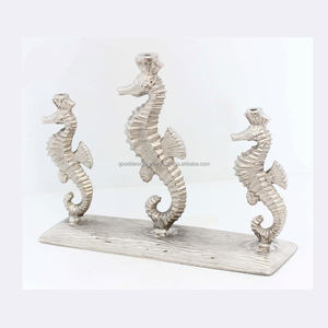 Escultura decorativa de aluminio y decoración de caballitos de mar, plantas marinas naturales, animales marinos, objetos decorativos, escultura moderna de la India - Product Image 1