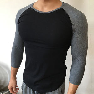 T-shirt de baseball décontracté à manches 3/4 pour homme, taille américaine personnalisée, jersey raglan uni, séchage rapide, coupe classique, automne - Product Image 5