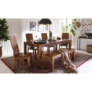 Juego de dos sillas de comedor de madera Sheesham con marco de metal para muebles de hogar - Product Image 6