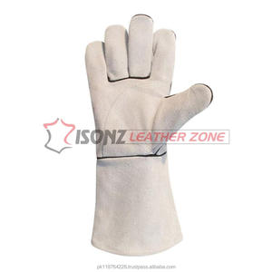 Gants de soudage à index renforcé à double paume Gants de travail de sécurité en cuir véritable Anti-coupure Anti-impact Fonctions - Product Image 3