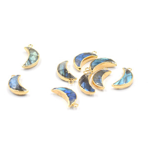 Labradorite 19 to 21 MM With <b>Bail</b> Moon Shape Gold Plated <b>Pendant</b> For Jewellery Making - Product Image 4