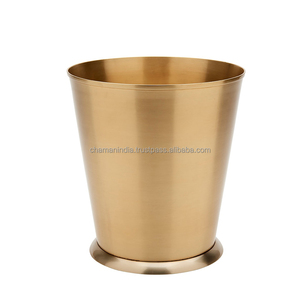 Cubo de basura de latón antiguo de acero inoxidable - Product Image 1