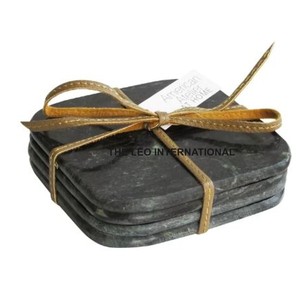 Ensemble de 4 dessous-de-verre en marbre noir pour verres et tasses, pour la salle à manger, le bureau, uniques et décoratifs pour les mariages - Product Image 1