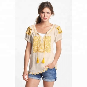 Blusa con Mangas Bordadas a Mano Estilo Rumano, Top Corto Sexy con Bordado Personalizado, Vestido Casual Boho Vintage Hecho a Mano - Product Image 1