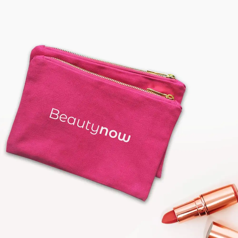 Logo Printed High Quality YKK Zipper Canvas Cosmetic Bags