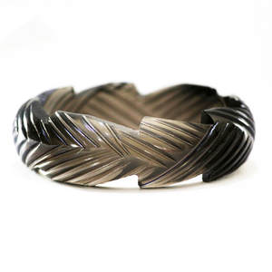 <b>Black</b> Transluecent Carved Resin Bakelite Bangle Etsy Vintage <b>Jewellery</b> - Product Image 1