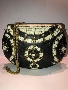 Mosaic Indian Style Bohemian Messenger Bags Luxury Evening Metal Clutch Bags Women's Boho Wedding Handmade Purse Pearl Frame - Product Image 4