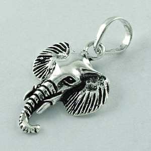 Pendentif visage d'éléphant en argent sterling 925, bijoux en gros d'Inde, fournisseur de pendentifs charmes - Product Image 3
