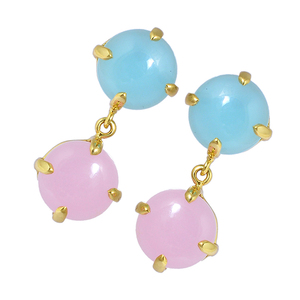 925 Sterling <b>Silver</b> Chalcedony Gemstone Cabochon Stud Dangle <b>Earrings</b> Fashionable Trendy Jewelry for Women - Product Image 1