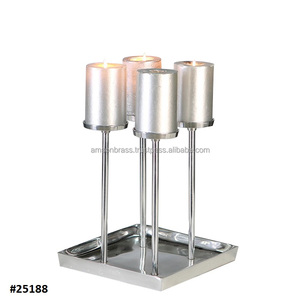 เชิงเทียนสองเสาชุบทองเชิงเทียนอลูมิเนียมพื้นสูงยืนด้วยชุดด้านล่างหินอ่อน3 - Product Image 6