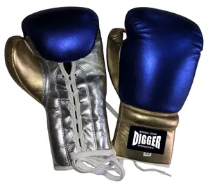 蓝色boxing glove金属真皮定制专业战斗比赛踢拳击手套袋子打孔DG-50145