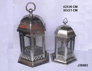 Lanterne à bougie en métal en aluminium coulé en forme de dôme hexagonal, finition nickel brut, pour la décoration de la maison, vente chaude - Product Image 2