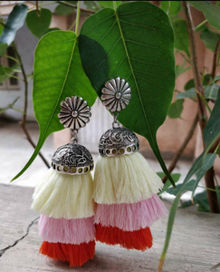 Bohemia <b>Tassel</b> Silk Cotton Thread <b>Earrings</b> - Product Image 3