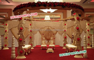 Mandap de Madera con Forma de Trompa de Elefante para Bodas Indias, con Pilares de Colmillo, Hecho a Mano, Tamaño y Color Personalizables, Fácil de Montar, para Eventos en Canadá - Product Image 4