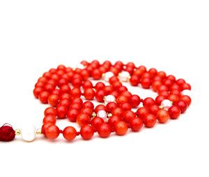 Comprar Venta caliente de piedras preciosas hechas a mano Coral rojo 108 oración Mala cuentas anudadas tibetano oración cuentas - Product Image 2