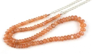 18 "de largo 1 hebra de piedra lunar de melocotón Natural piedras preciosas Rondelle cuentas hermoso collar hecho a mano Ge Nuine de alta calidad - Product Image 5