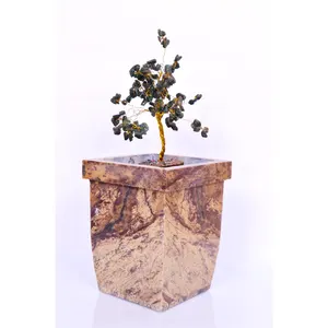 Indische traditionelle handgemachte quadratische glasierte natürliche Speckstein Topf und benutzer definierte Pflanzer für Balkon Dekoration Töpfe und Pflanze