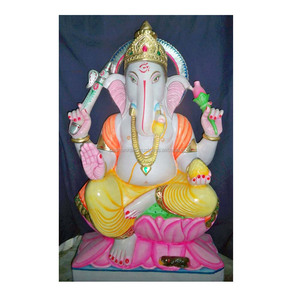 Estatua de Dios Ganesha, mármol blanco - Product Image 1