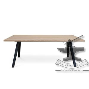 Mesa de comedor con patas de hierro y madera de acacia de diseño industrial moderno para sala de estar, nuevo estilo industrial - Product Image 6