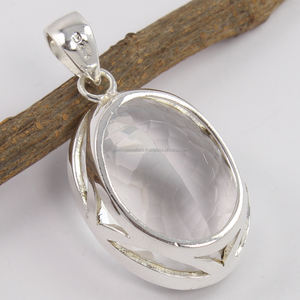 Natural CRYSTAL QUARTZ Gemstone 925 Solid Sterling Silver Handmade Jewellery Solitaire Bezel Setting Pendant NEW - Product Image 2