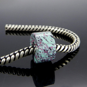 Rueda suave de 14x8x5mm, rueda sintética verde, Gema turquesa, cuentas de agujero grande, IG0131 - Product Image 6