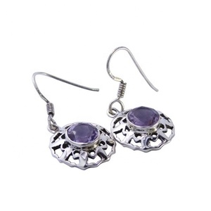 Pendiente de Plata de Ley 925 a la moda, piedra preciosa de amatista Natural, chapado en rodio, oro rosa, joyería clásica de compromiso para mujer - Product Image 1