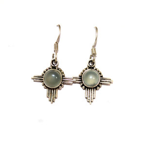 Memoria Jewels - Pendientes Colgantes de Plata de Ley 925 con Hermosa Calcedonia Aqua y Cruz Vintage para Niñas - Product Image 2
