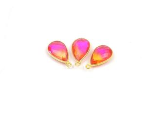 Multi Quartz Gemstone 18K Laiton plaqué or Fabrication de bijoux Fil enroulé Simple Bail Poire Forme Facette Lunette Connecteur - Product Image 2