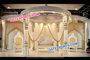 Delizio Mandap ชุดพระพิฆเนศตกแต่งงานแต่งงาน,ชุด Mandap เสาไฟเบอร์แกะสลักสีทองล่าสุดสำหรับงานแต่งงานชาวอินเดีย - Product Image 3