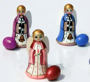 Ahşap melekler yumurta (toprak) boyalı renkli başmelekler Matrioshka ahşap el oyma rus halk Matryoshka bebekler sanat