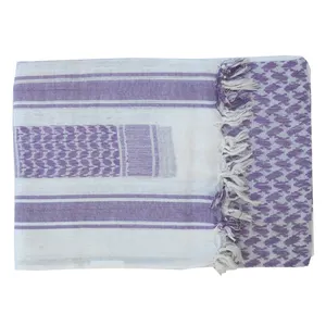 Wholesale Top Selling heap Price Unique Fashion Cotton New Style Hijab Scarf Purple & White Shemagh/Headscarf