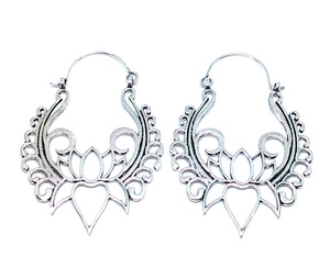 Louts Design Boucles d'oreilles créoles plaquées argent Style bohème Tribal indien fête de mariage bijoux de fiançailles en laiton - Product Image 2